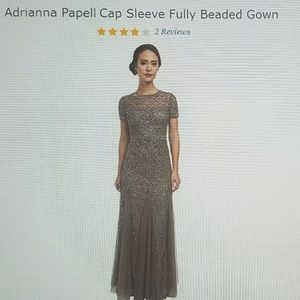 Adrianna Papell Cap Sleeve Beaded Gown